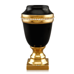 Vaso Arcade h33 in ceramica colore Nero Oro con catena placcata Oro