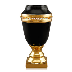 Vaso Arcade h43 in ceramica colore Nero Oro con catena placcata Oro