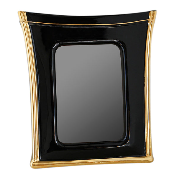 Portafoto o Specchiera Pama h25 in ceramica colore Nero con dettagli Oro