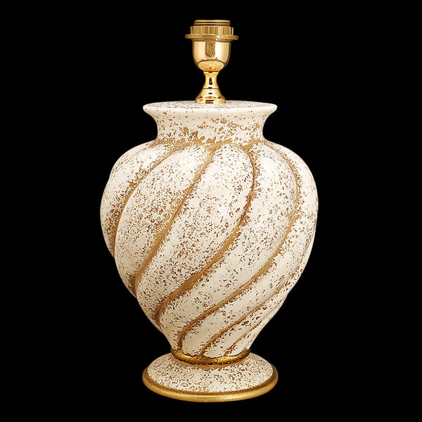 Lampada Torciglione Coste h33 in ceramica colorato Pietra con dettagli Foglia Oro