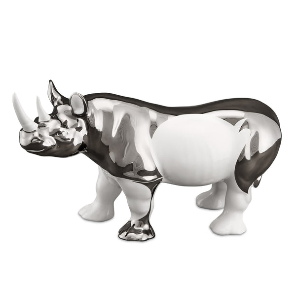 Rinoceronte h22 in ceramica colore Bianco Platino