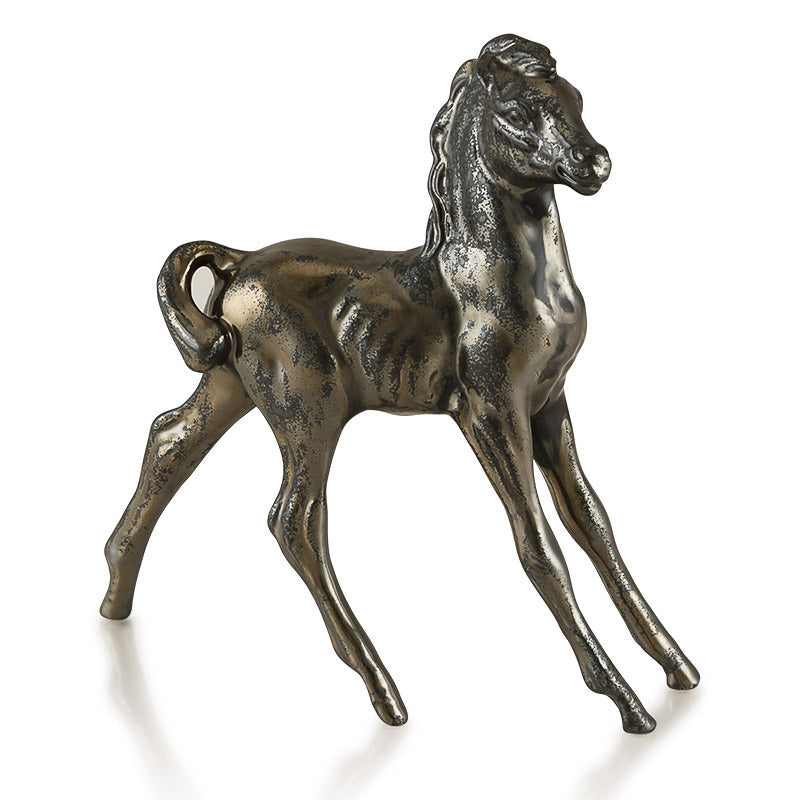 Cavallo Puledro h31 in ceramica artistica Colorato Antico