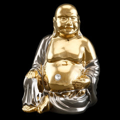 Figura Buddha h27 in ceramica Colorato Oro Platino