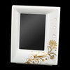 Portafoto o Specchio Rettangolare h27 in ceramica colore Bianco con disegni Rama Oro e cristalli Swa
