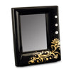Portafoto o Specchio Rettangolare h27 in ceramica colore Nero con disegni Rama Oro e cristalli Swa