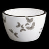 Centrotavola Cachepot Ovale 40x25 in ceramica colore Bianco con disegni Farfalla Platino