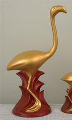 Fenicottero h53 in ceramica colore Rosso Oro effetto