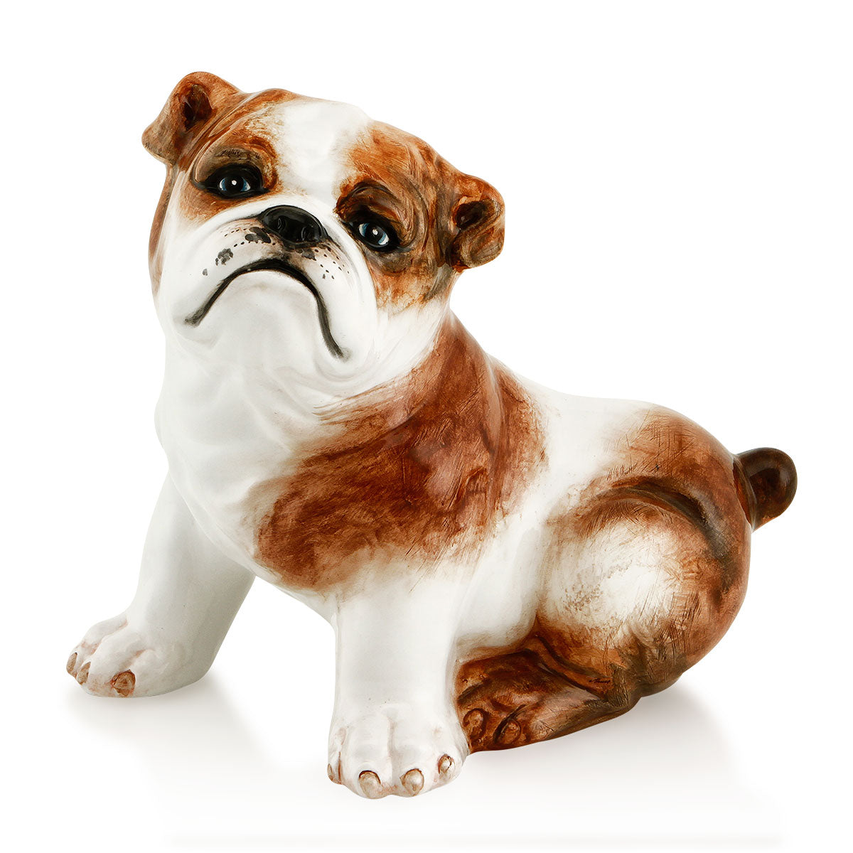 Cane Bulldog Cucciolo seduto h24 in ceramica Colorato