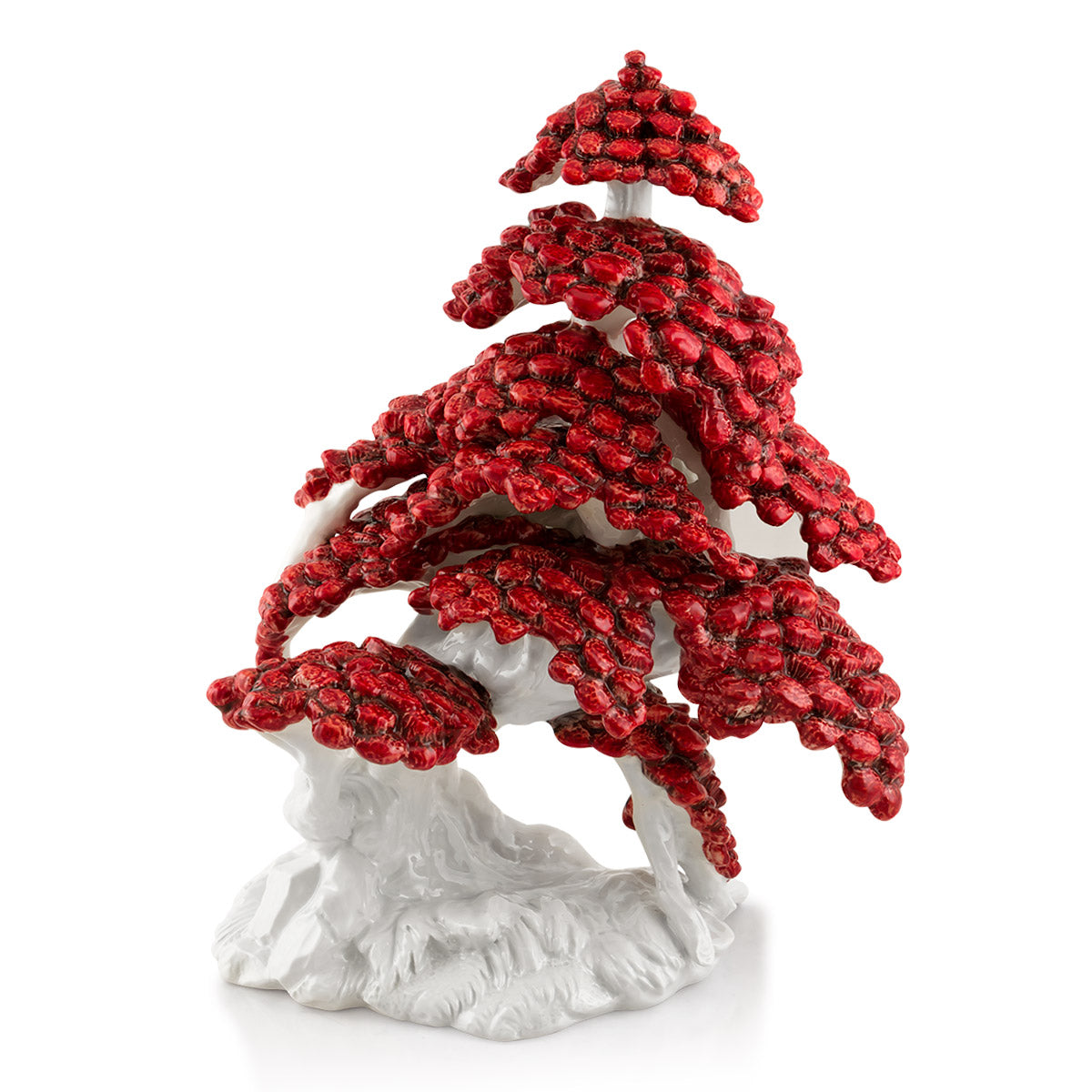 Albero Bonsai Shakan h50 in ceramica colore Bianco Rosso