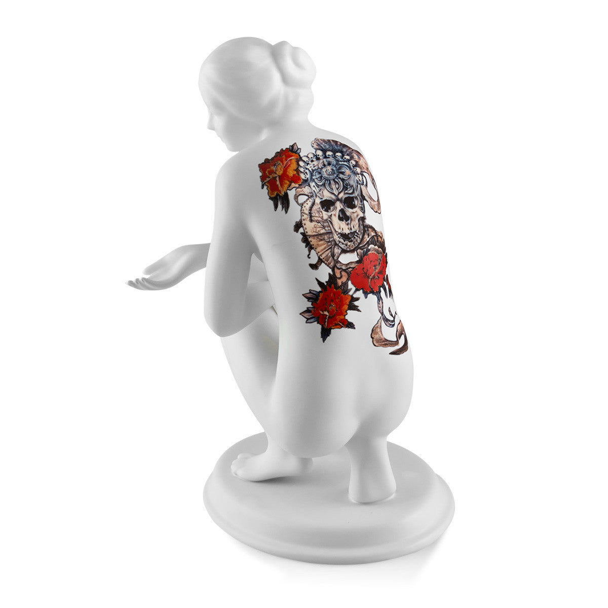 Statua in ceramica con tatuaggio, statuine per arredare con stile moderno e contemporaneo