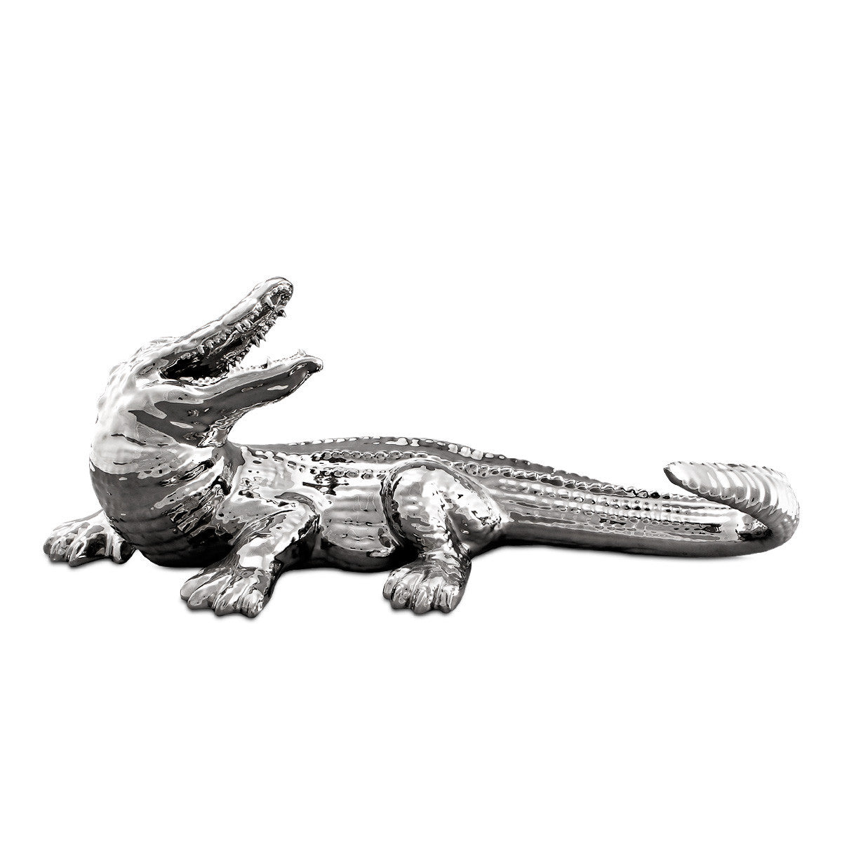 coccodrillo in ceramica artistica dipinta a mano collezione animali, artigianato di alta qualità, oggetti di lusso per arredamento