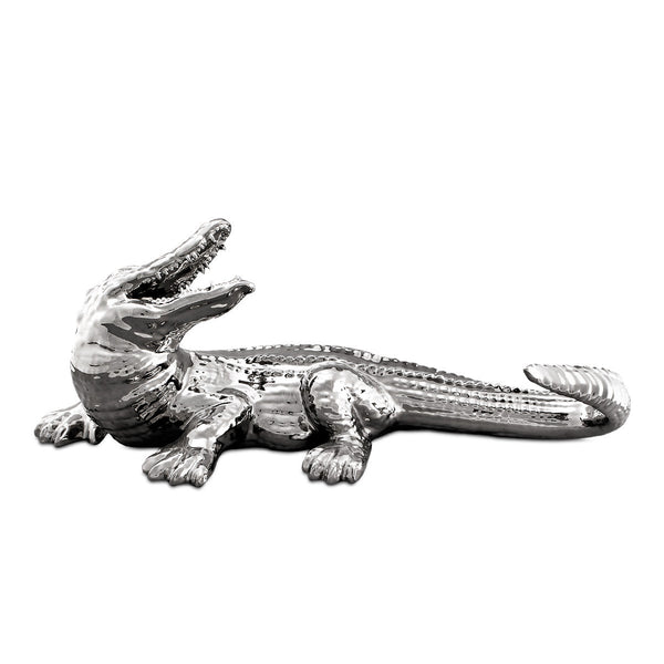 coccodrillo in ceramica artistica dipinta a mano collezione animali, artigianato di alta qualità, oggetti di lusso per arredamento