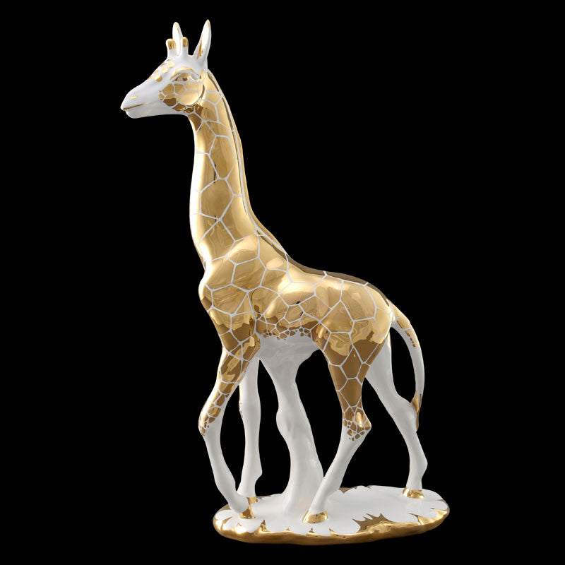 Giraffa h52 in ceramica colore Bianco Oro