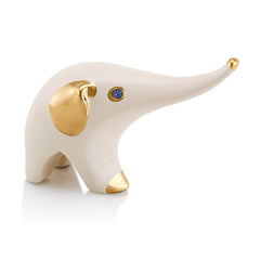Elefante h16 stilizzato in ceramica colore Avorio Oro con cristalli Swa