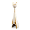 Gatto h20 stilizzato in ceramica colore Avorio Oro con cristalli Swa