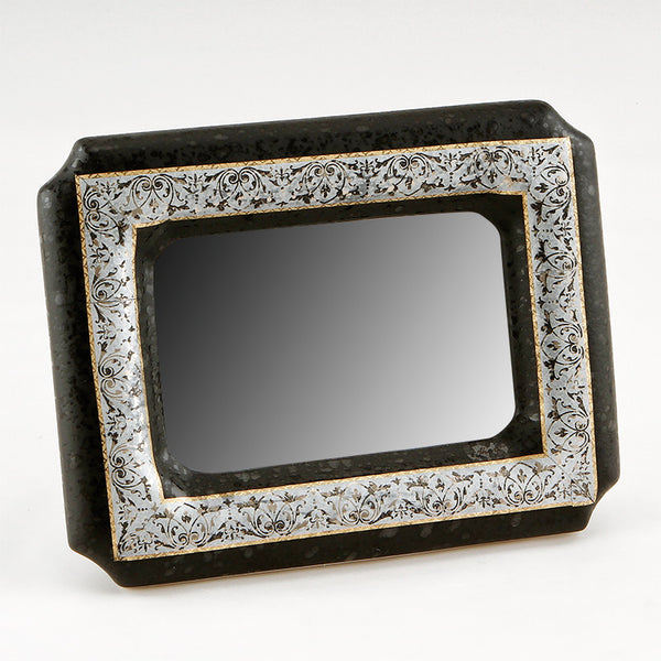 Portafoto o specchio rettangolare h17 Nero effetto con Disegno